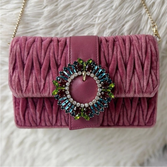 Miu Miu Pink Velvet Shoulder Bag - Picture 5 of 10